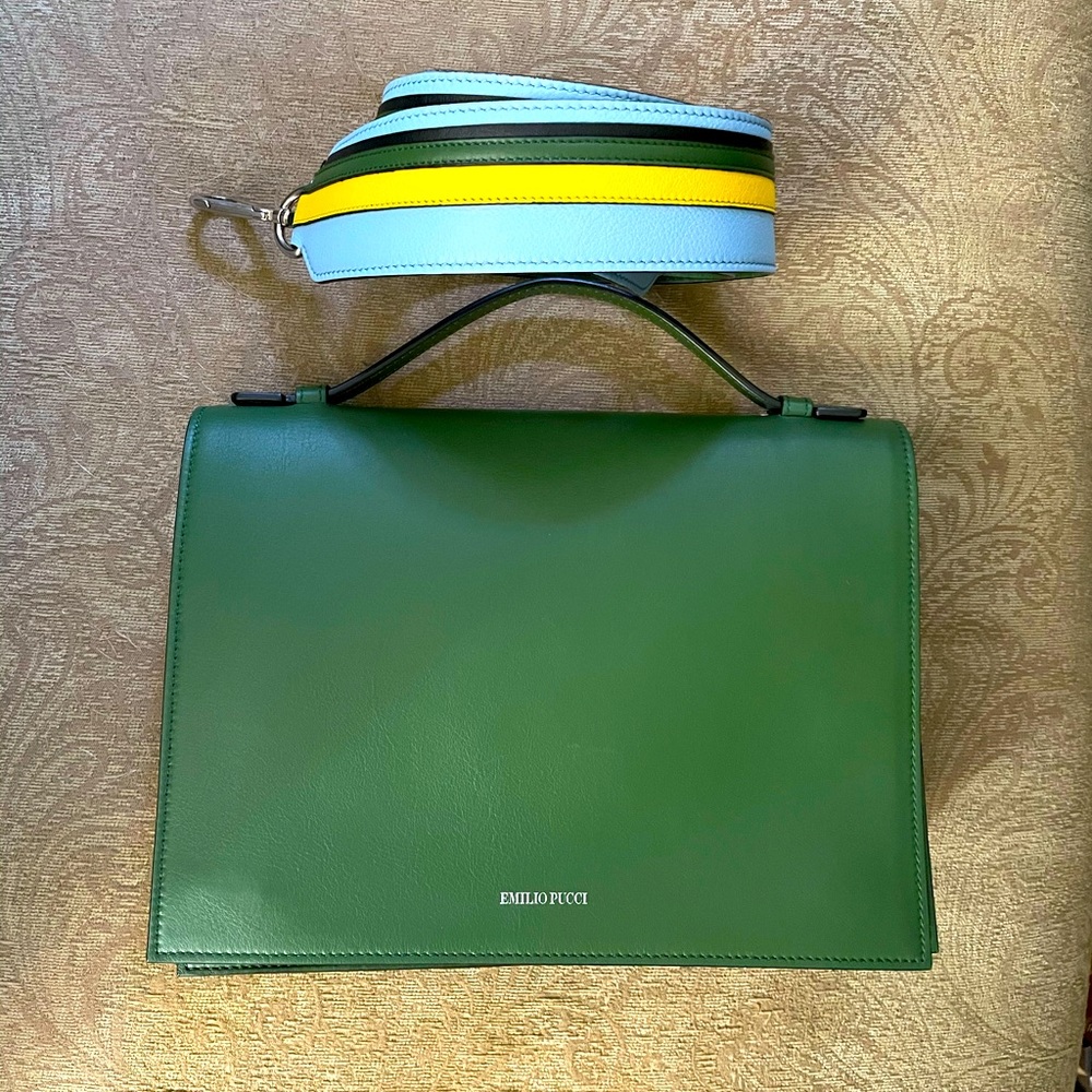 EMILIO PUCCI Green Smooth Leather Bag Crossbody
